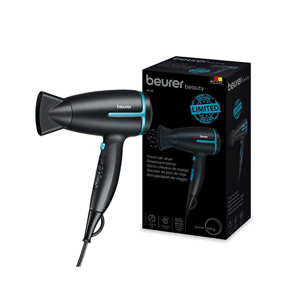 Beurer Travel Hair Dryer: Folding With Volt Switchover, Hc25 Le - Limited Edition - Black