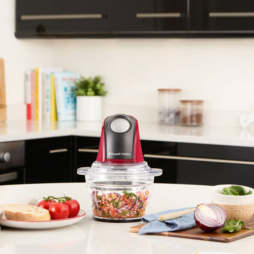 Russell Hobbs Desire Mini Chopper Red Electric Vegetable Nut Food Slicer