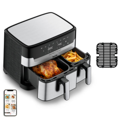Tefal, Dual Easy Fry & Grill, 2700 W Black & Ss, 8.3L/6P, 50 Hz