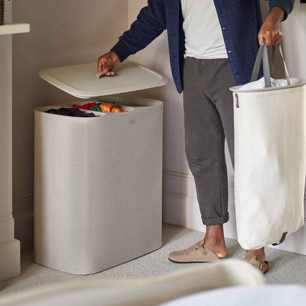 Joseph Joseph Tota Trio 90L Triple Laundry Separation Basket - Ecru - 50021