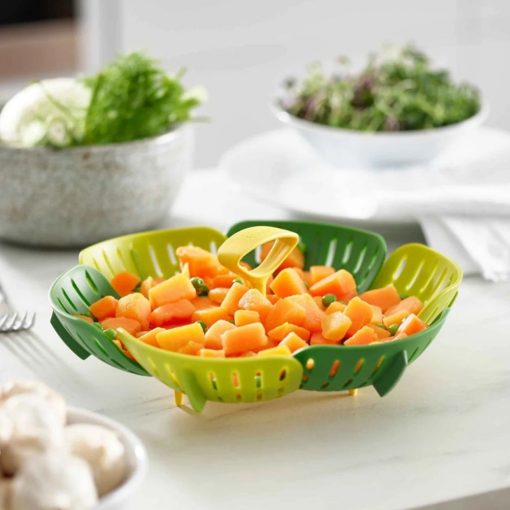Joseph Joseph Duo 45035 Green Folding Basket Steamer Non-Stick Safe Silicone