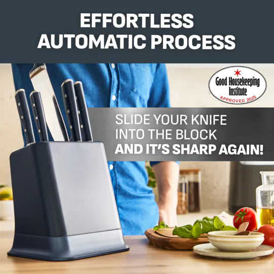 Tefal EverSharp Pro 5-Piece Knife Block Set - Self-Sharpening Stainless Steel - Midnight Blue