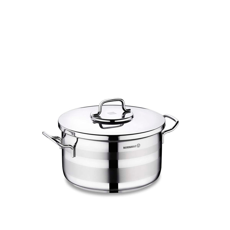 Korkmaz Astra Casserole 3.3L 20x11.5cm 18/10 Stainless Steel Induction Pot