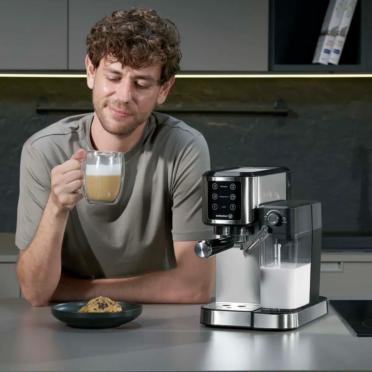 Korkmaz Java Plus Espresso Coffee Machine With Milk Chamber