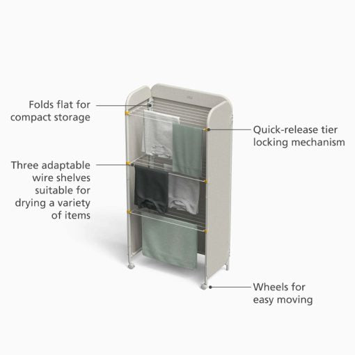 Joseph Joseph Eclipse 3-Tier Indoor Clothes Airer with Privacy Screen - Ecru - 50055