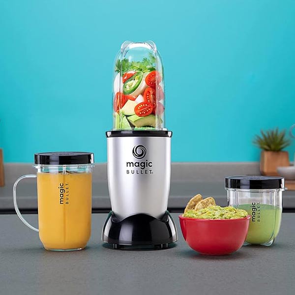 Magic Bullet 400W Blender & Mixer System – 9 Piece Set (Silver)