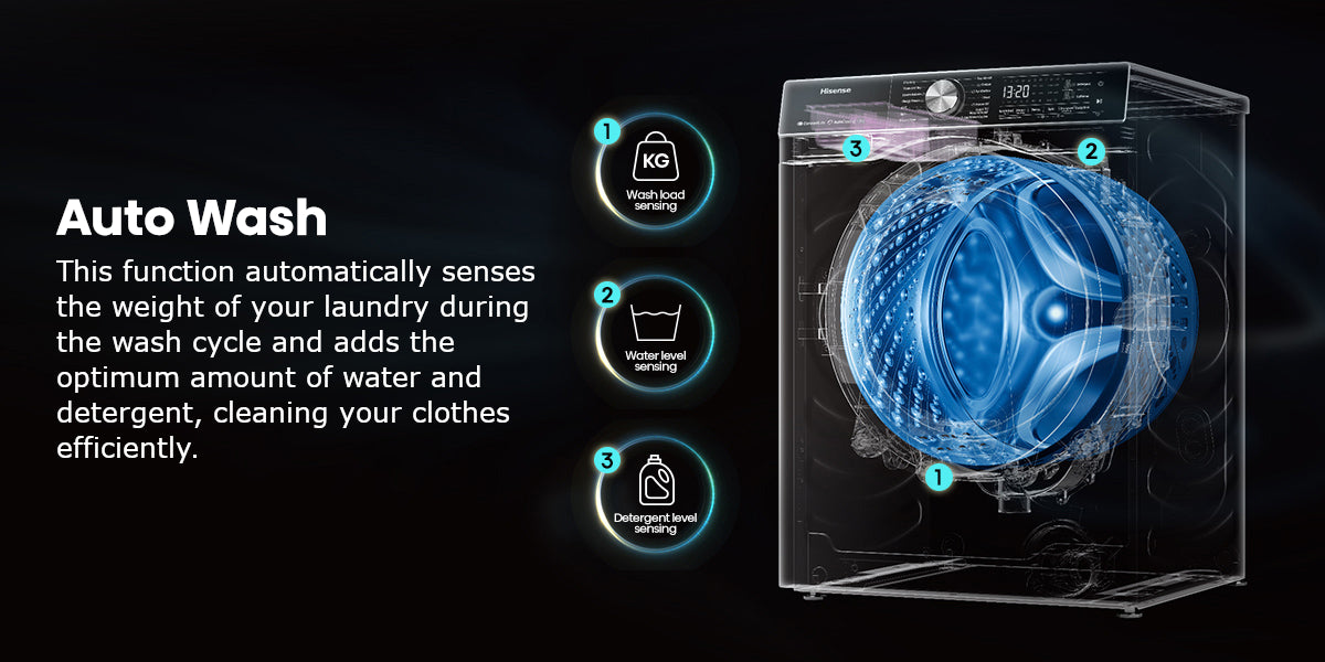 Hisense 12kg Smart Washing Machine, Auto Dosing, WiFi, 1400 rpm
