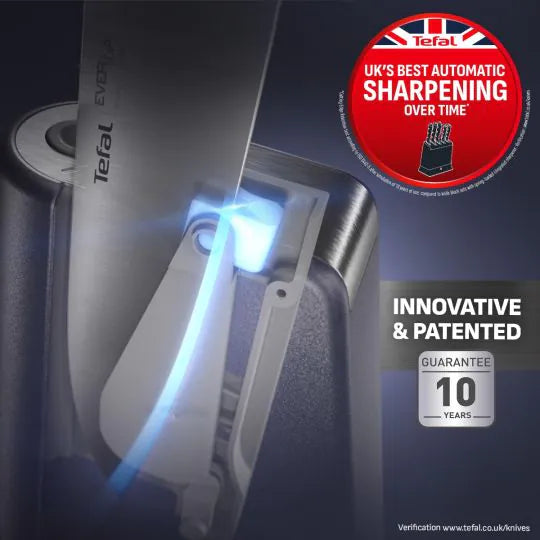 Tefal EverSharp Pro 5-Piece Knife Block Set - Self-Sharpening Stainless Steel - Midnight Blue