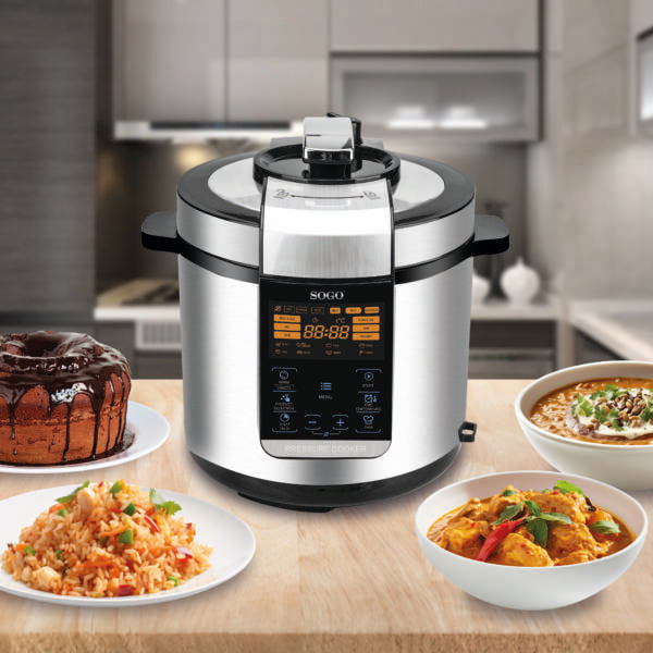 Sogo SS-10610 6L Digital Pressure Cooker - 1000W - 15 Cooking Modes & IMD Panel