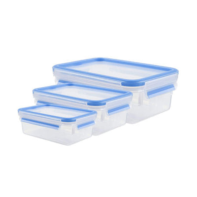 Tefal MasterSeal Fresh Food Container 3 Pc Set 0.55L 1.0L 2.3L Leak-Proof Blue