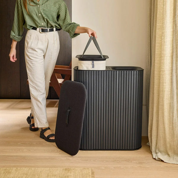 Joseph Joseph Tota Luxe 90L Black Bamboo Laundry Separation Basket - 5000005