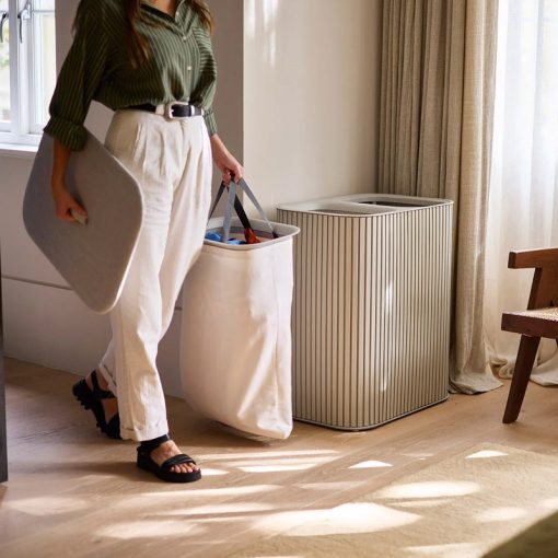 Joseph Joseph Tota Luxe 90L Laundry Separation Basket - Bamboo with Leather Handle