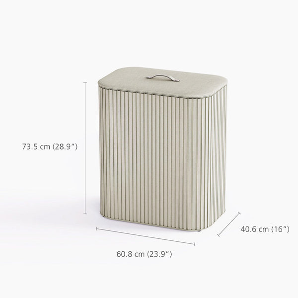 Joseph Joseph Tota Luxe 90L Laundry Separation Basket - Bamboo with Leather Handle