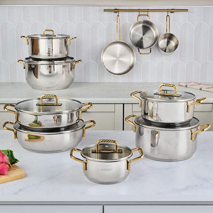 Karaca Gold Elegance 34 cm Stainless Steel Pot 18/10 Induction