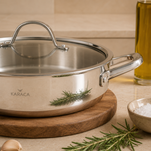 Karaca 3Ply PowerSteel 316+ Stainless Steel Honeycomb Casserole 24 cm 2.9L Induction