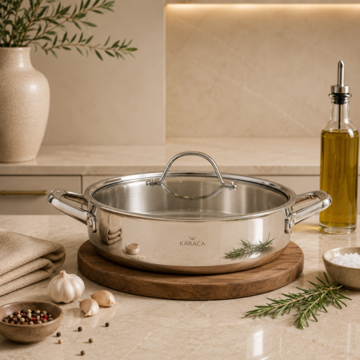 Karaca 3Ply PowerSteel 316+ Stainless Steel Honeycomb Casserole 24 cm 2.9L Induction