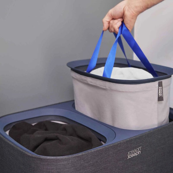 Joseph Joseph Tota 90L Laundry Separation Basket 50004 Carbon Black Dual Bag