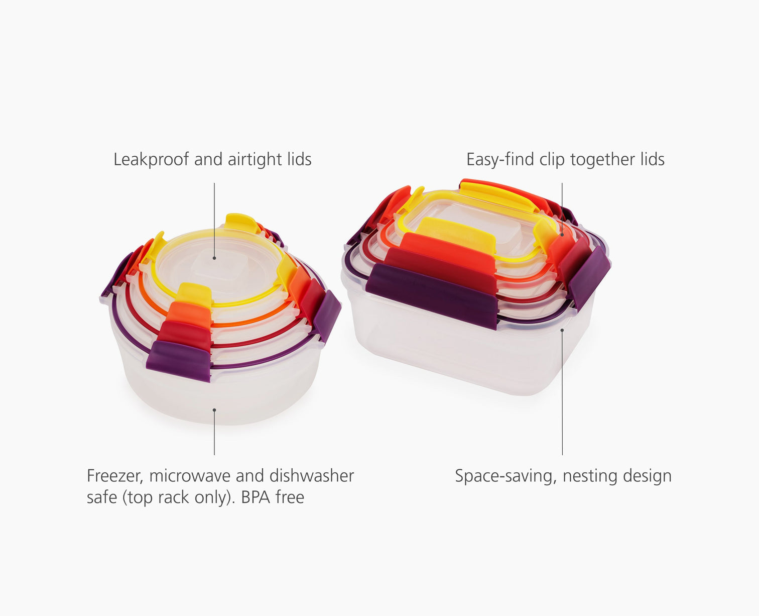 Joseph Joseph Nest Lock 8 Piece Food Container Set Airtight Leakproof