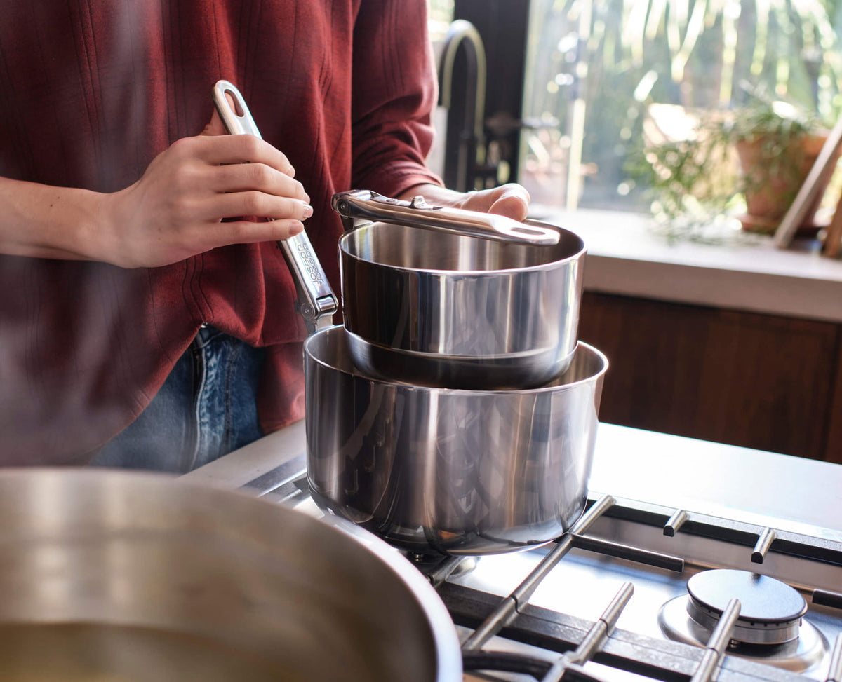 Joseph Joseph Space Steel Folding Handle 5-Piece Stainless Steel Cookware Set