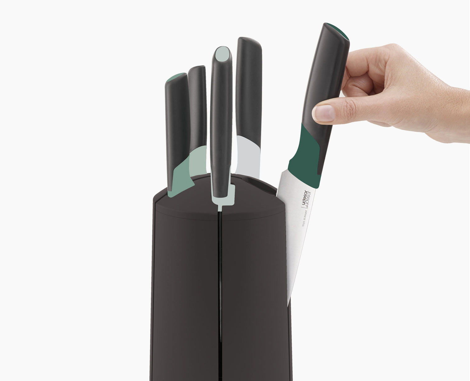 Joseph Joseph Elevate Knives Carousel Set 5Piece Japanese Steel Block Sage