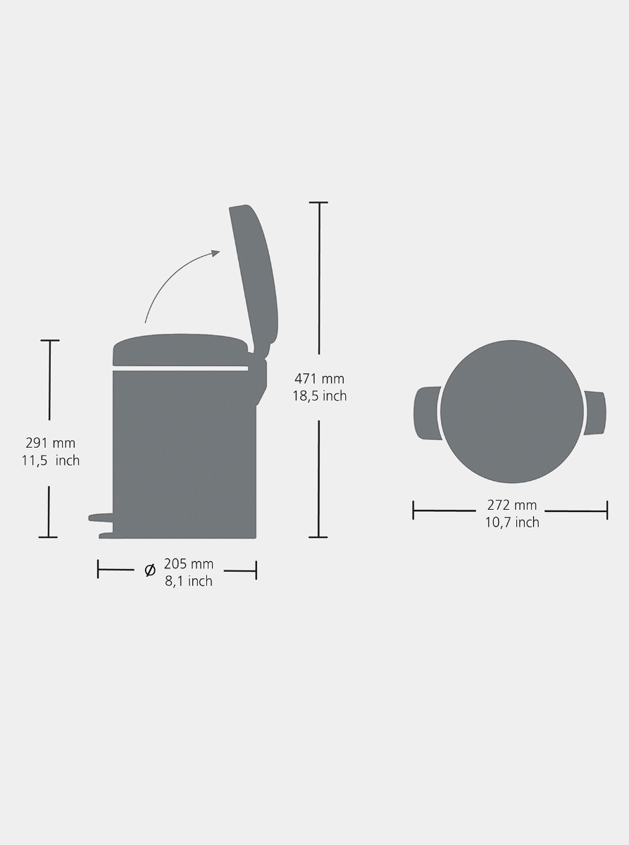 Brabantia newIcon Pedal Bin 5L with Plastic Bucket – Matt Black