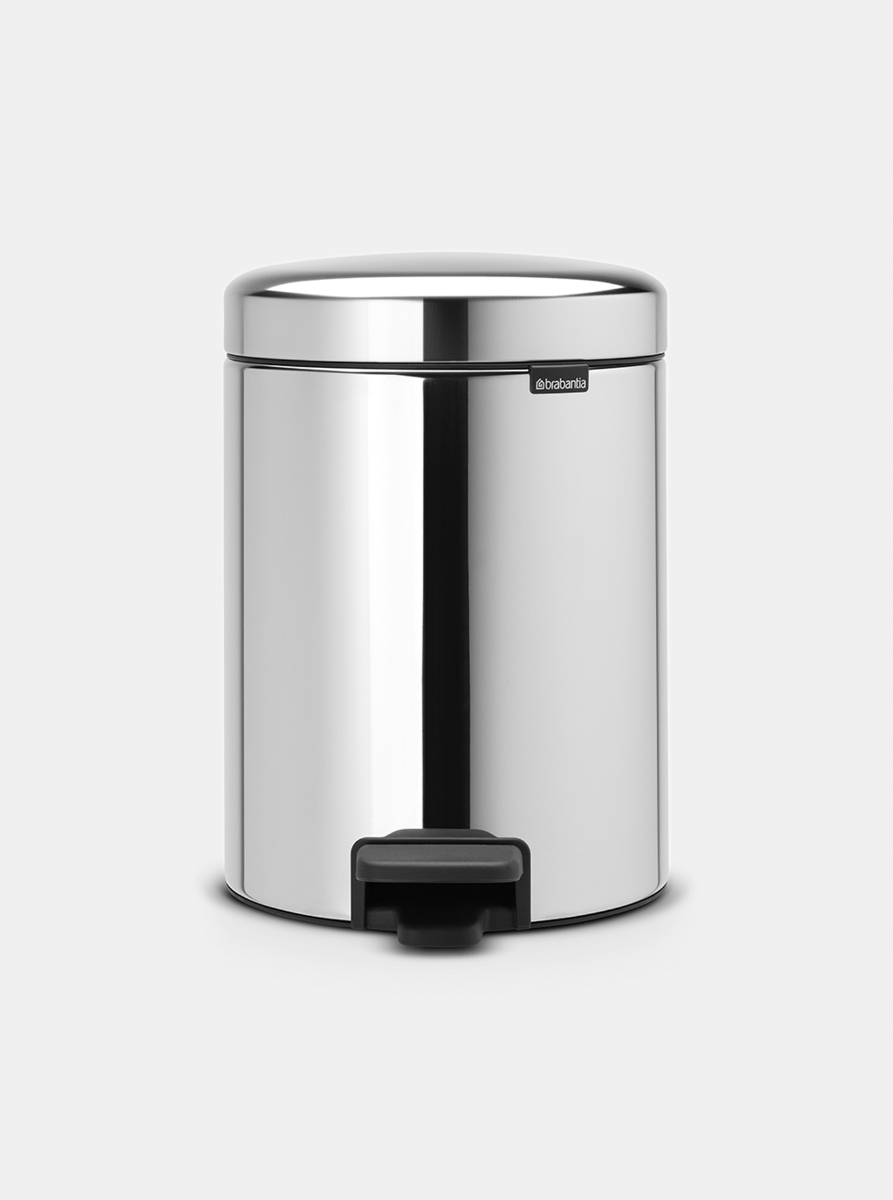 Brabantia newIcon Pedal Bin 5L with Plastic Bucket – Brilliant Steel