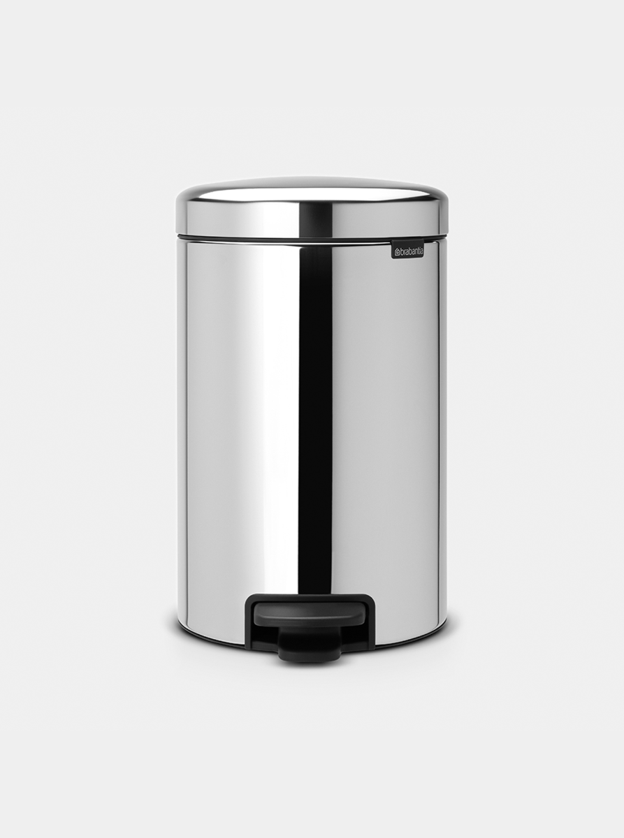 Brabantia newIcon Pedal Bin 12L with Plastic Bucket – Brilliant Steel