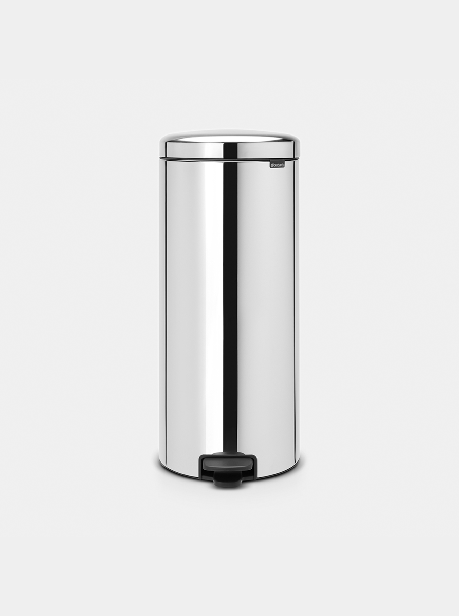 Brabantia newIcon Pedal Bin 30L with Plastic Bucket – Brilliant Steel