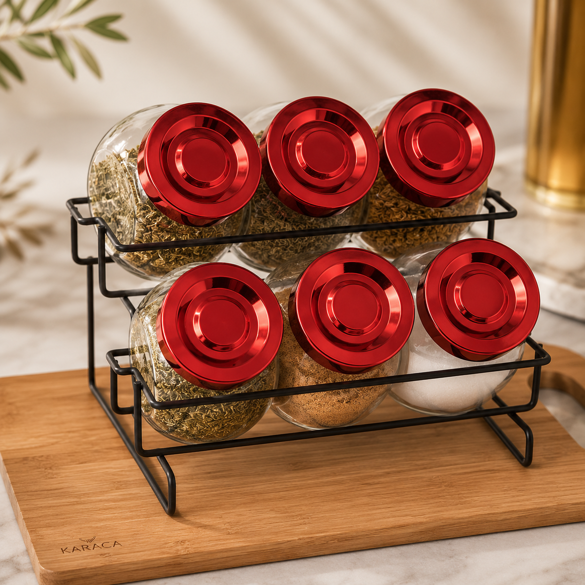Karaca Sunrise 6-Piece Red Spice Rack Set Lebanon
