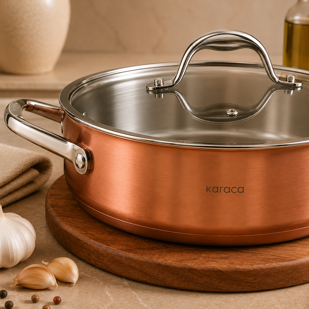 Karaca PowerSteel 3 Ply 316+ Stainless Steel Copper Casserole 30 cm 5L