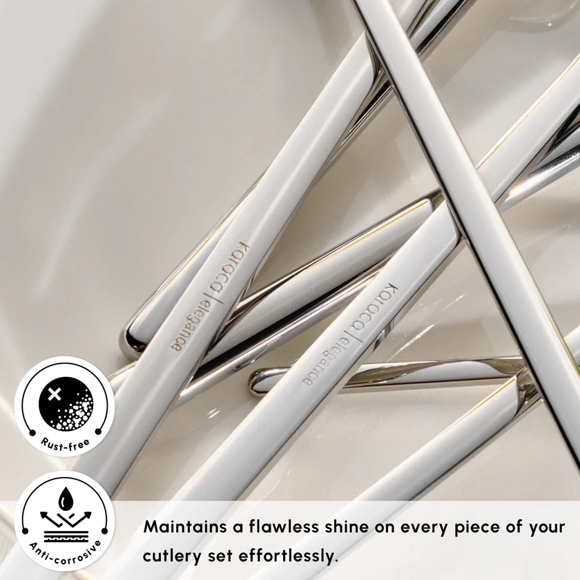 Karaca Focus 84-Piece Cutlery Set 12 Person 18/10 Steel Platinum Finish New