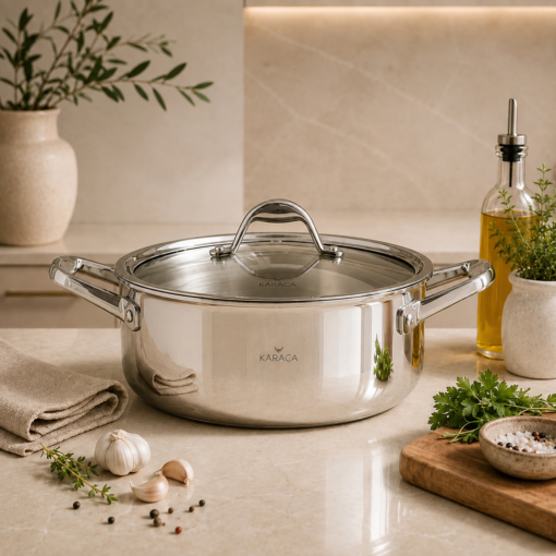 Karaca 3Ply PowerSteel 316+ Stainless Steel Honeycomb Pot 24 cm 4.6L Induction