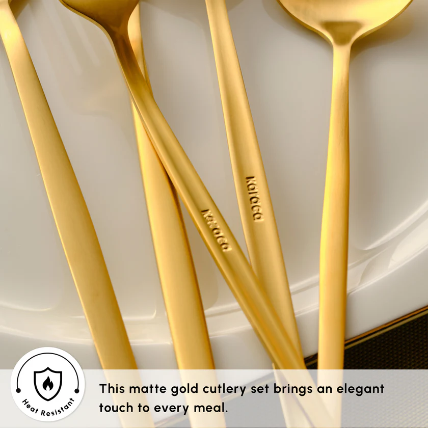 Karaca Orion 30-Piece Cutlery Set 6 Person Matte Gold 18/10 Stainless Steel