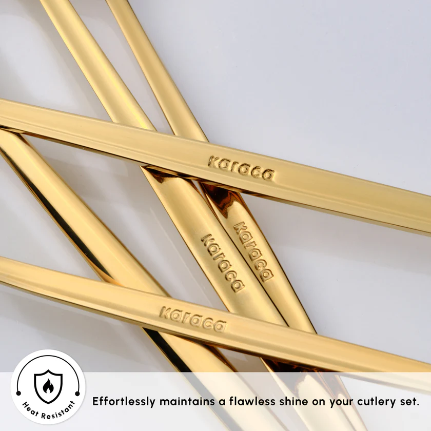 Karaca Orion 30-Piece Cutlery Set 6 Person Shiny Gold 18/10 Stainless Steel