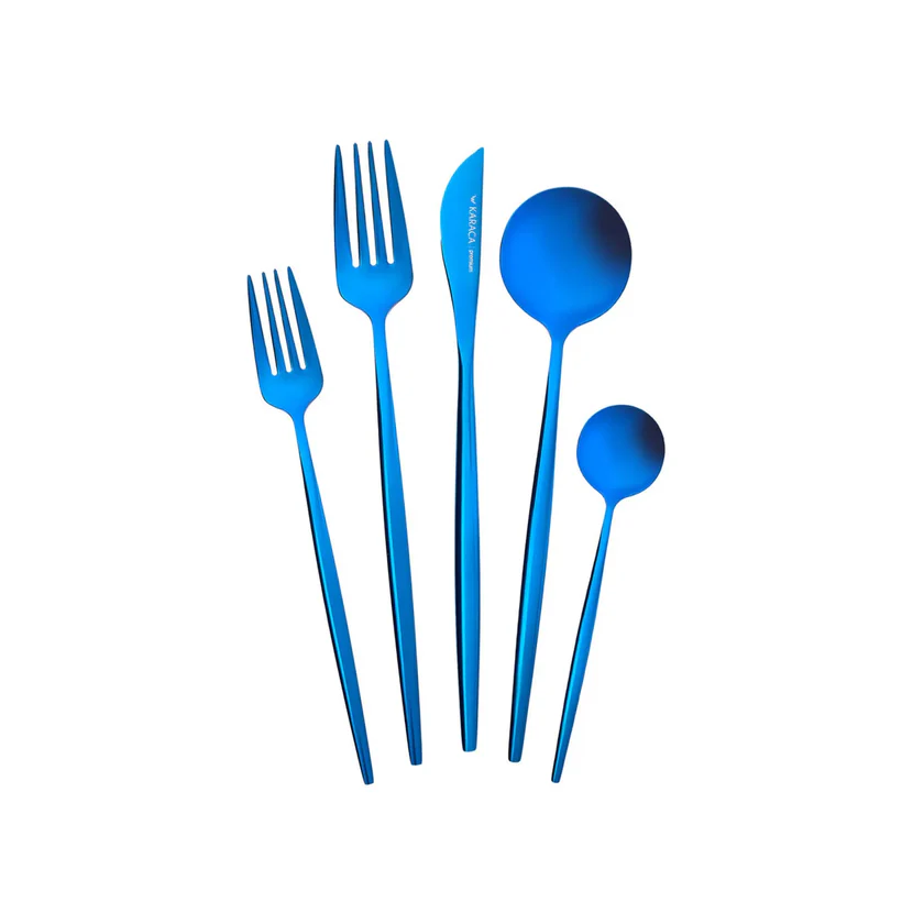 Karaca Orion 30-Piece Cutlery Set 6 Person Blue 18/10 Stainless Steel Modern