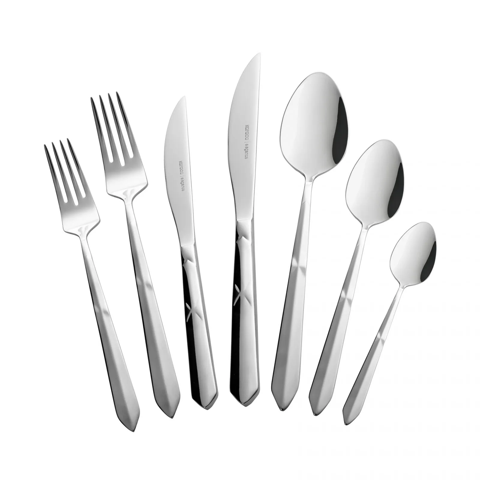 Karaca 316 Elegance Diamond Platinum 84-Piece Cutlery Set 12 Person Steel New