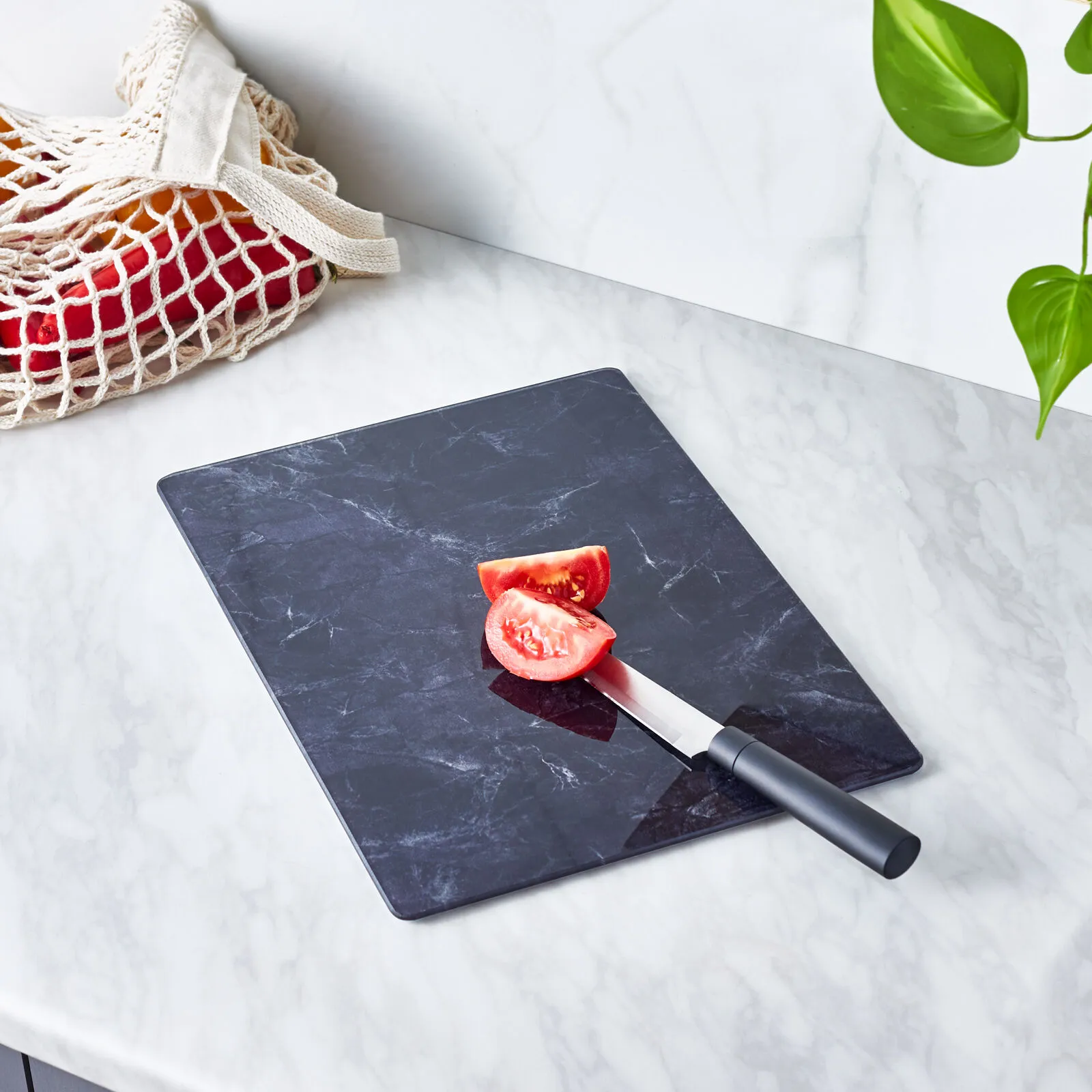 Karaca Ayaz Black Glass Cutting Board 25x35cm Non-Slip Hygienic Kitchen New