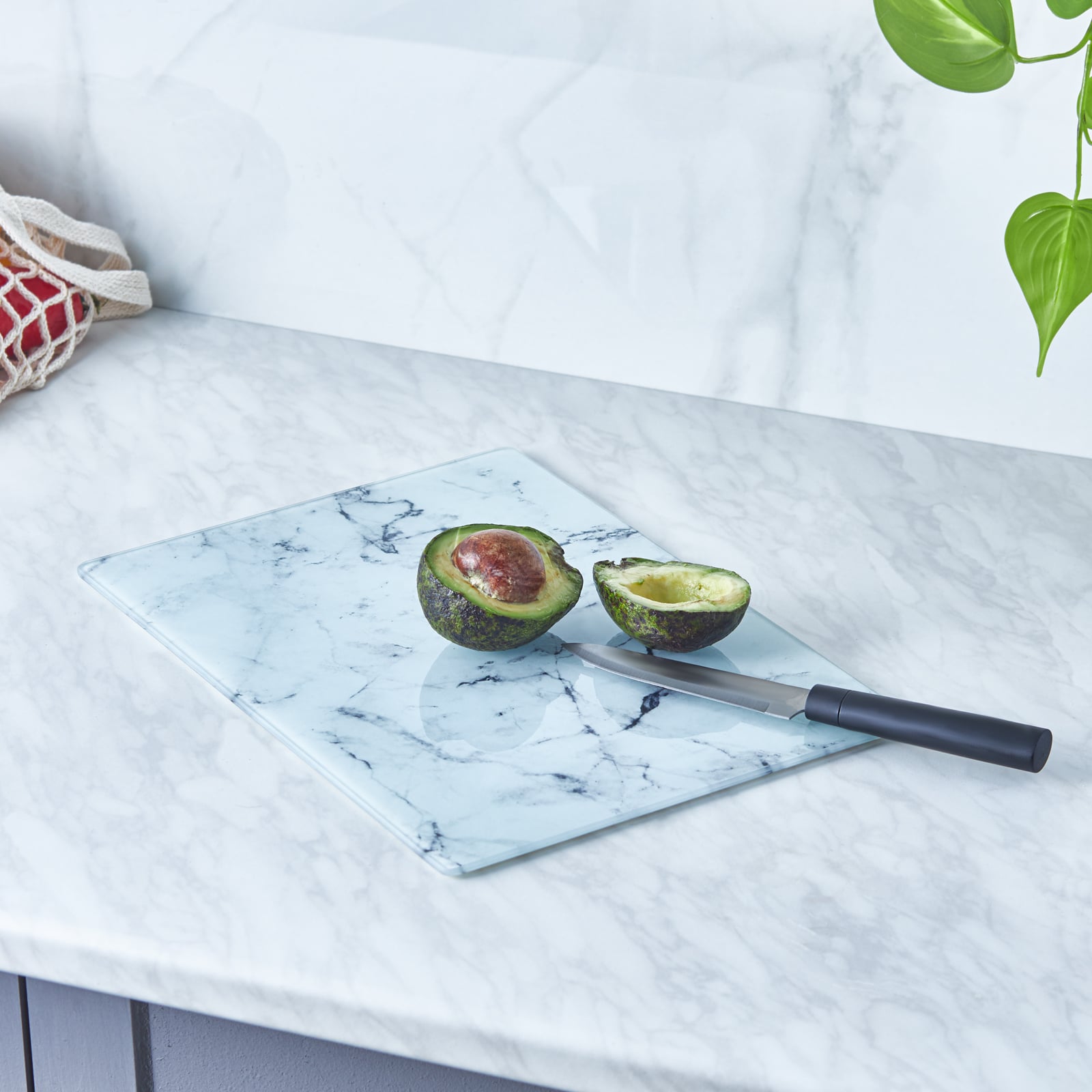 Karaca Ayaz Glass Cutting Board 25x35cm Marble Pattern Non-Slip Hygienic New