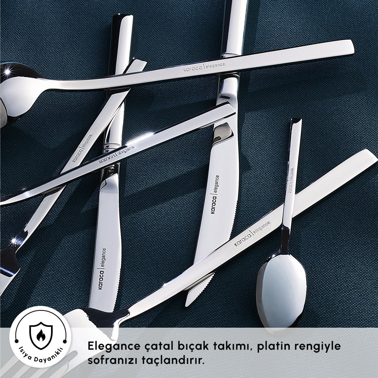 Karaca Elegance Nil Platinum 84-Piece Cutlery Set 12 Person 18/10 Steel New