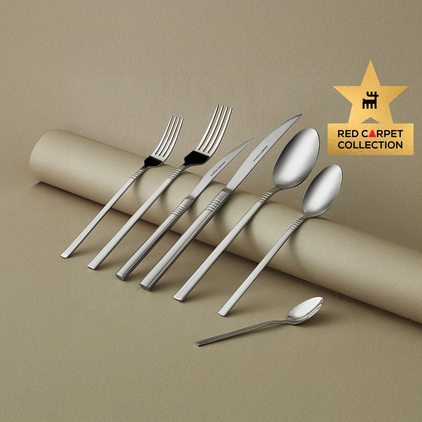 Karaca Elegance Nil Platinum 84-Piece Cutlery Set 12 Person 18/10 Steel New