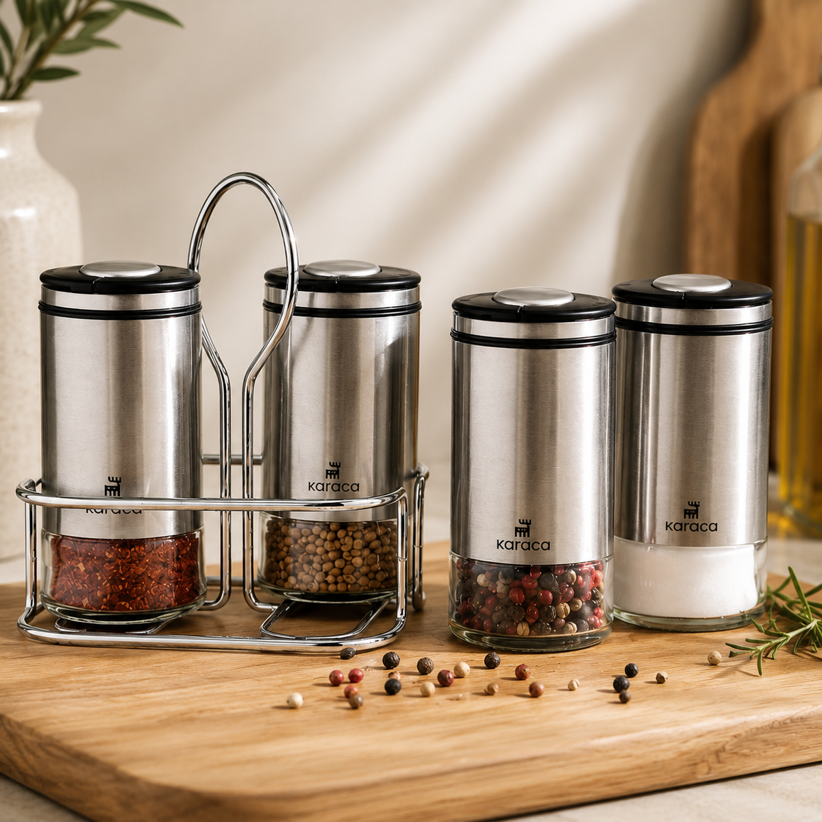 Karaca Walter Inox 4-Piece Square Spice Set