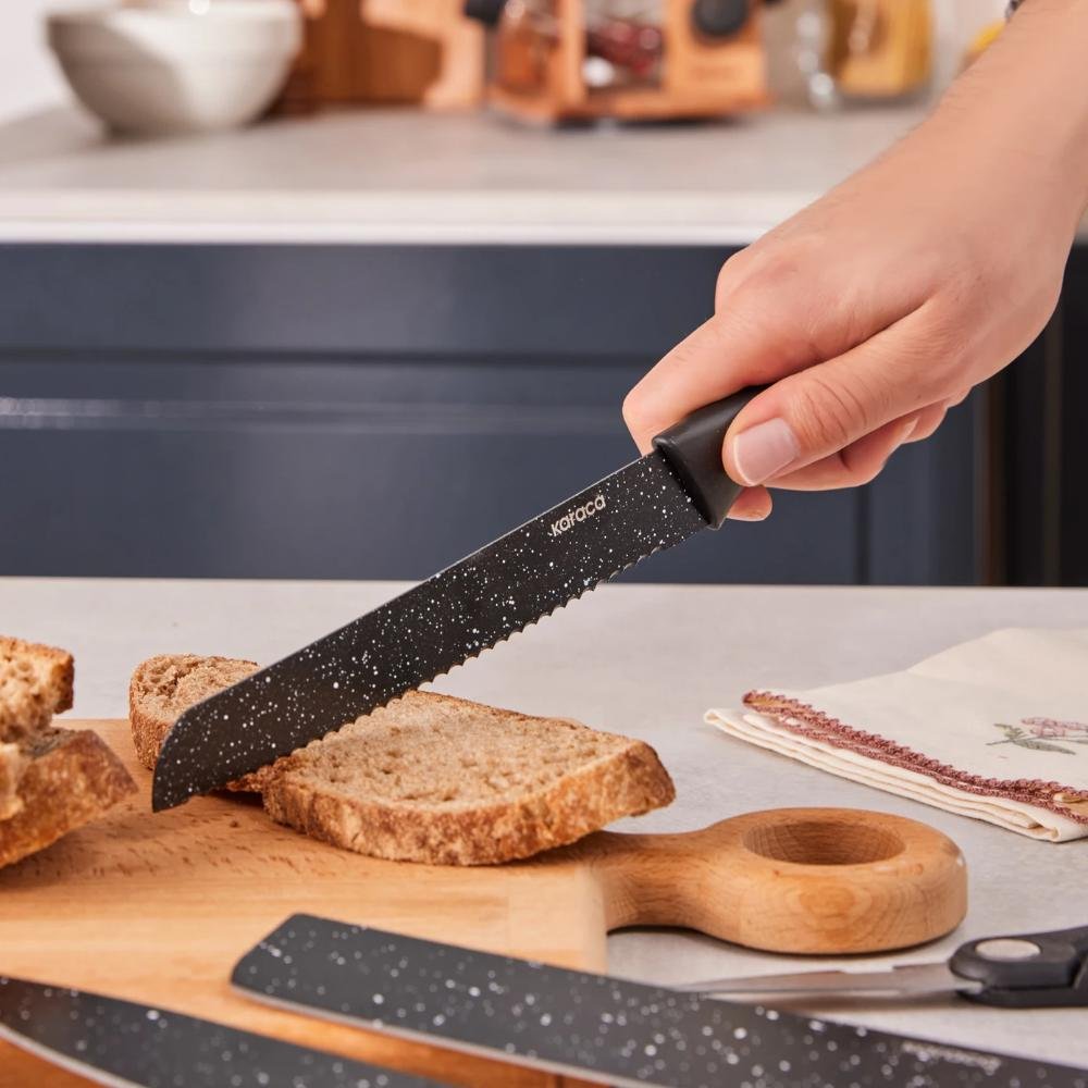 Karaca Stone 6-Piece Black Knife Set close-up