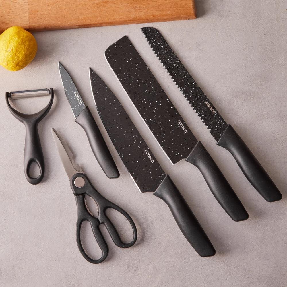 Karaca Stone 6-Piece Black Knife Set