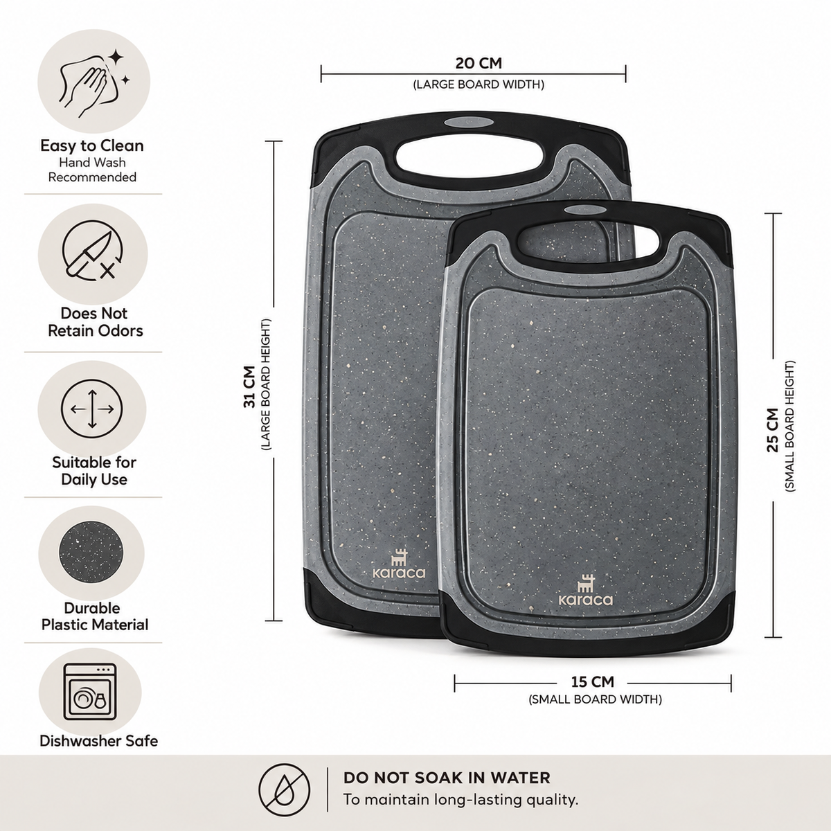Karaca Daily Granite 2-Piece Gray Cutting Board kitchen