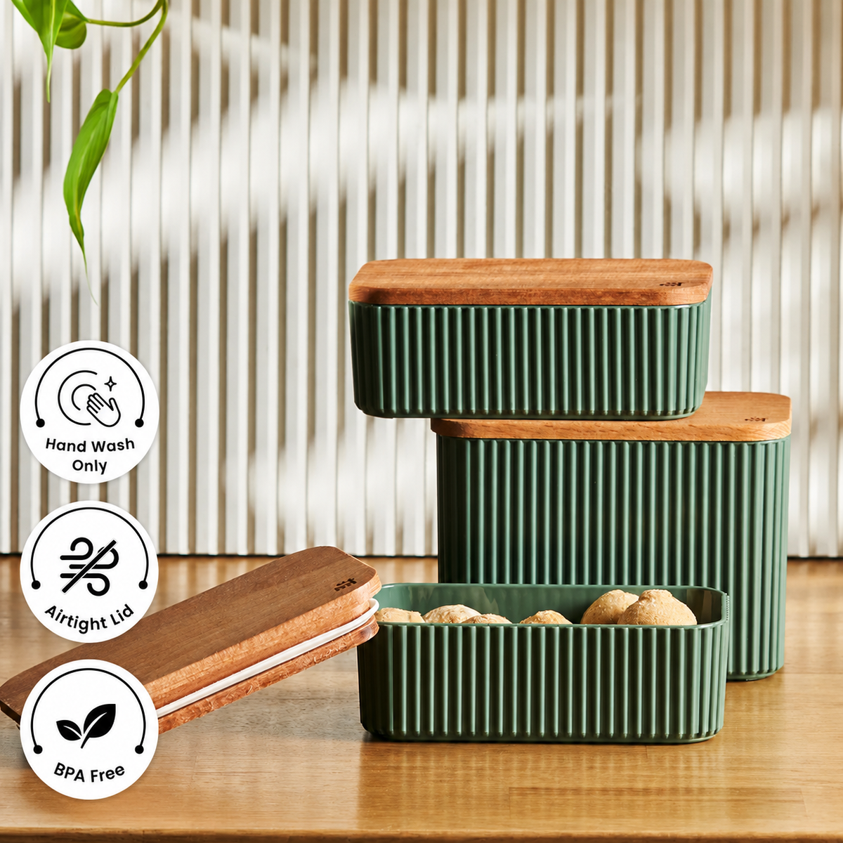 Karaca Massimo 3-Piece Green Storage Container Set Lebanon