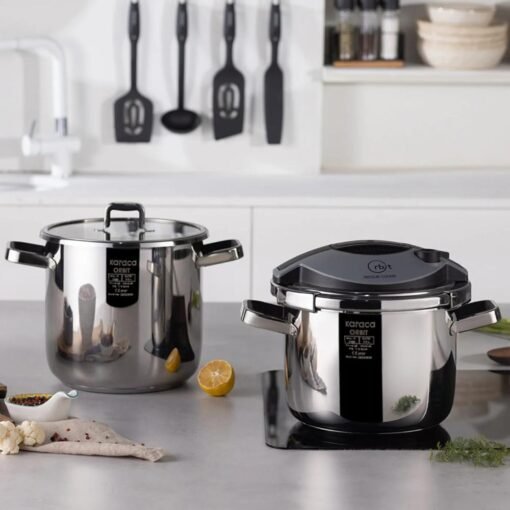 Karaca Orbit 18/10 Stainless Steel Pressure Cooker Set - 6L & 8L - Interchangeable Lid System
