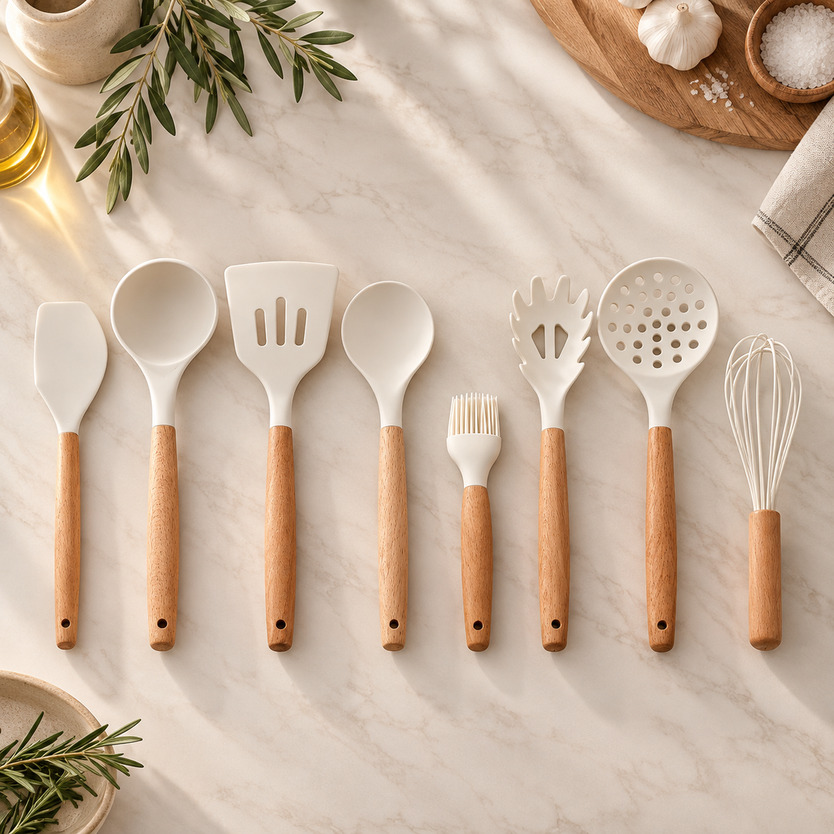 Karaca Burby 14-Piece Cream Wood Utensil Set Lebanon