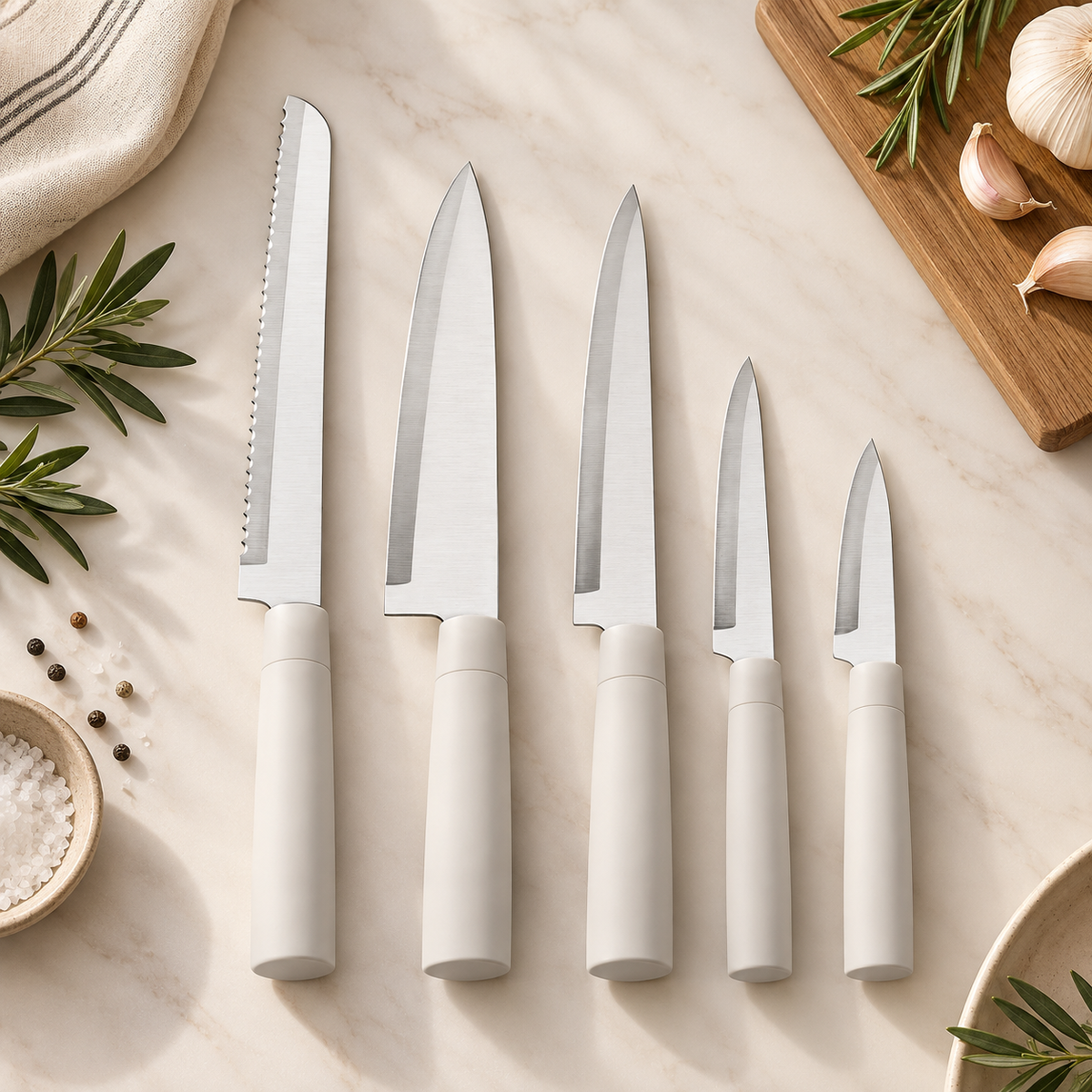 Karaca Burby 14-Piece Cream Wood Utensil Set kitchen