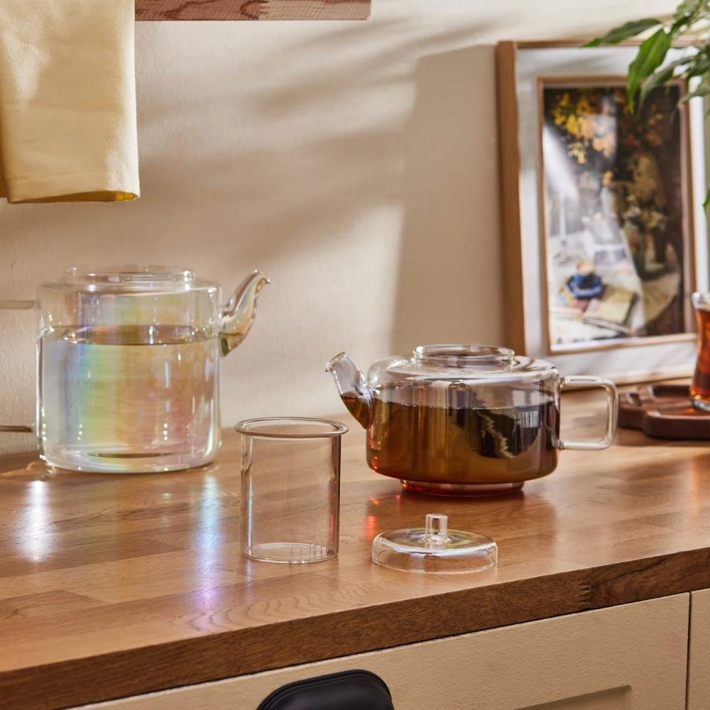 Karaca Flat Borosilicate Glass Midi Luster Teapot detail