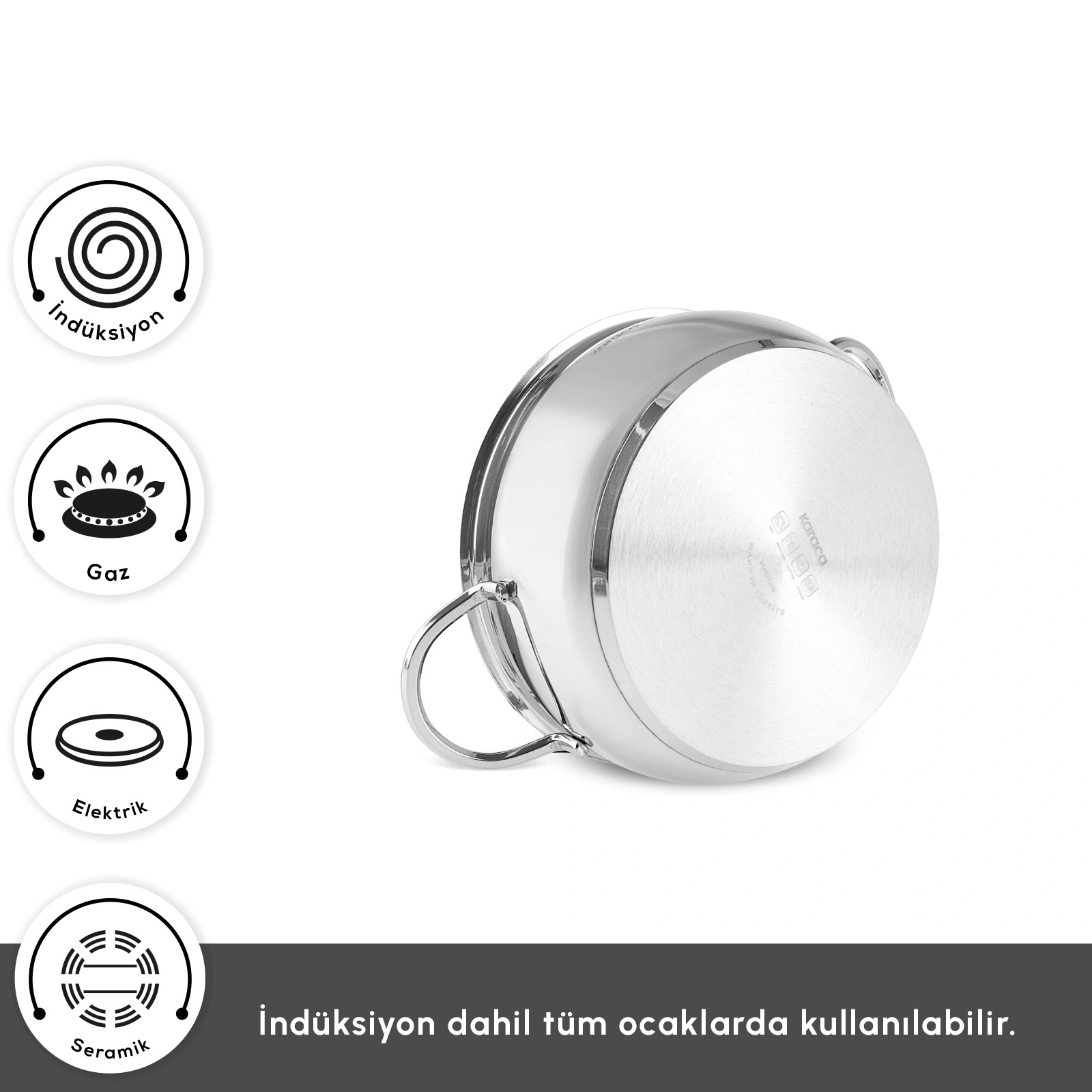 Karaca Urla 8-Piece Stainless Steel Cookware Set 18/10 Cr.Ni Professional New